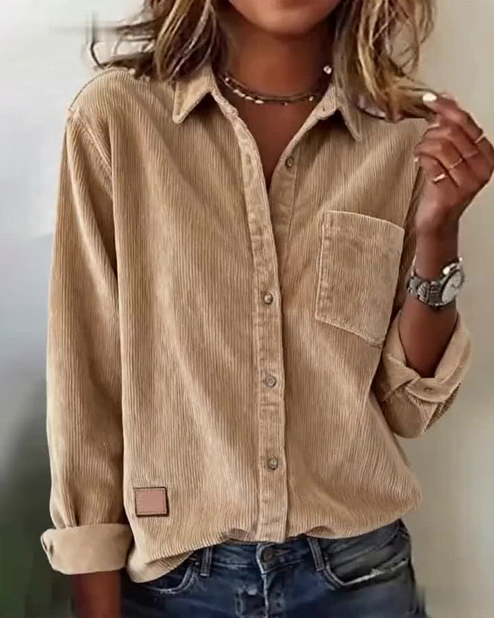 Trendy Corduroy Shirt with Revers