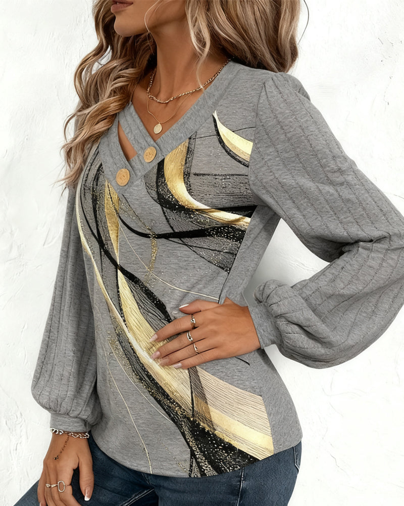 Striped Lantern Sleeve Top