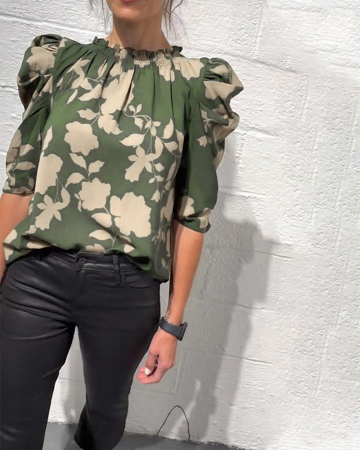 Puff Sleeve Ruffled Blouse