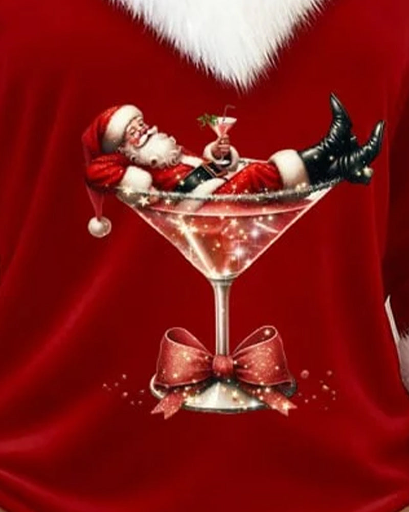 Top Plush Christmas Printed Long Sleeves