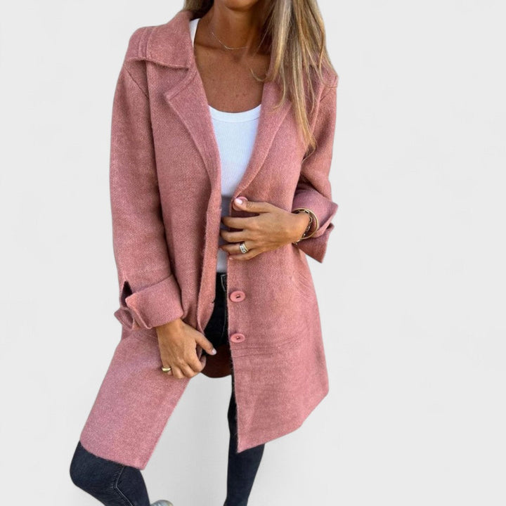 Maila - Casual Long Coat with Lapels