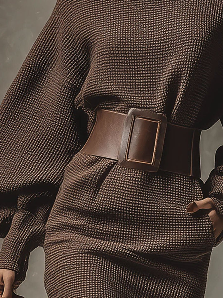 Eliane - Belted Knit Dress with Structured Waist
