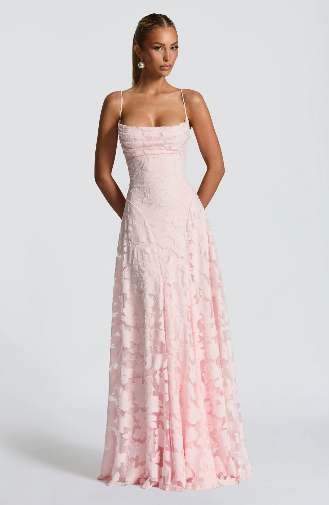 Clara - Elegant Strapless Floral Evening Gown