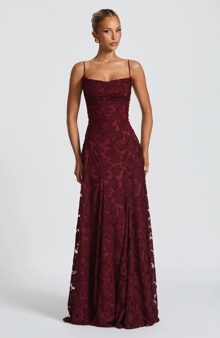 Clara - Elegant Strapless Floral Evening Gown