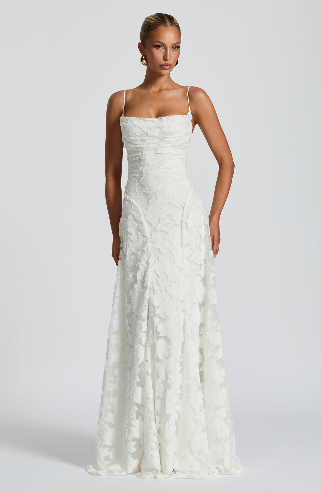 Clara - Elegant Strapless Floral Evening Gown