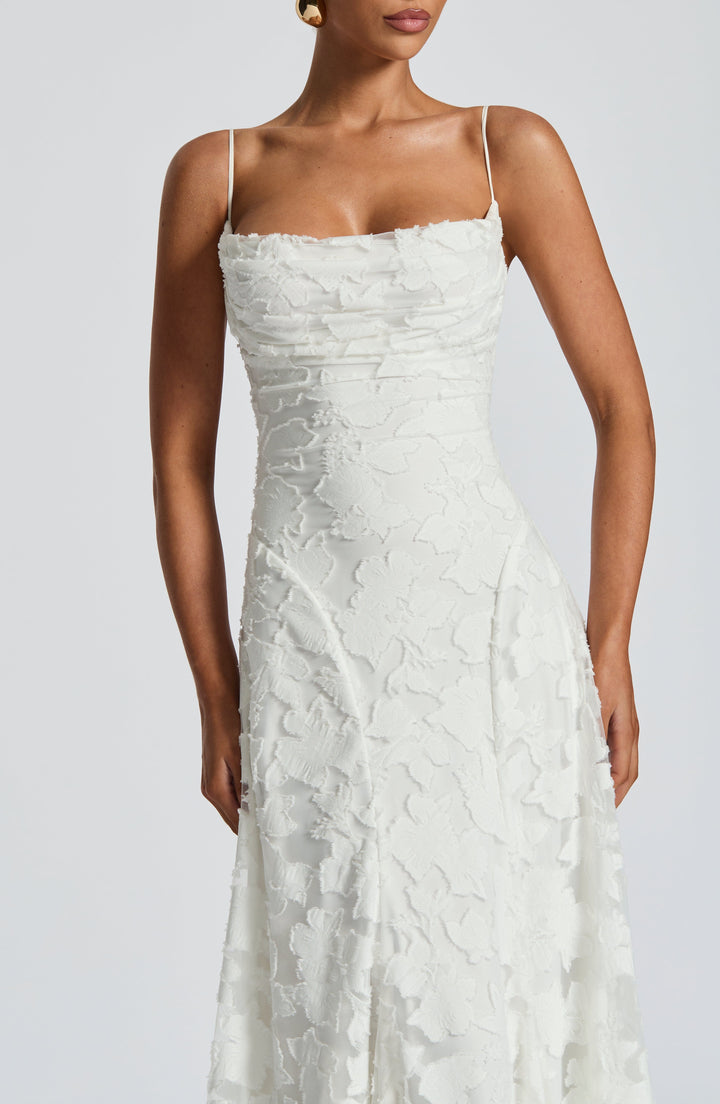 Clara - Elegant Strapless Floral Evening Gown