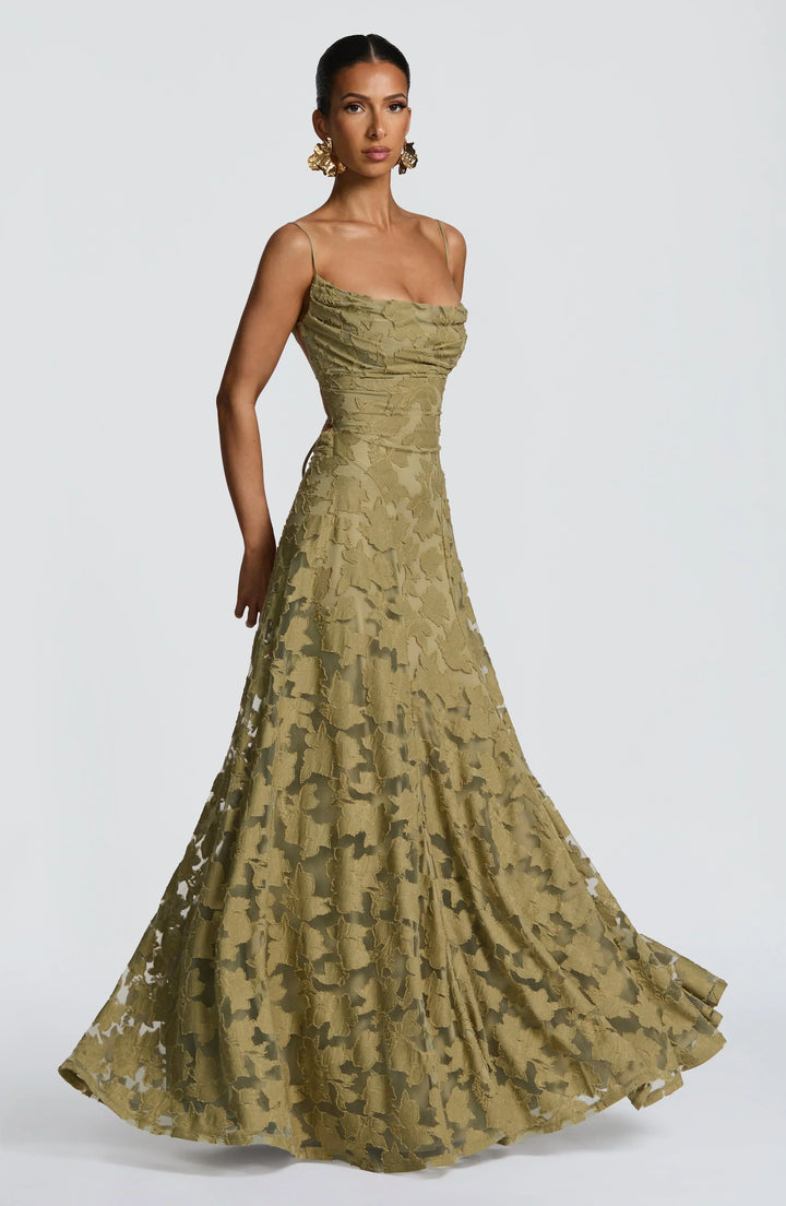 Clara - Elegant Strapless Floral Evening Gown