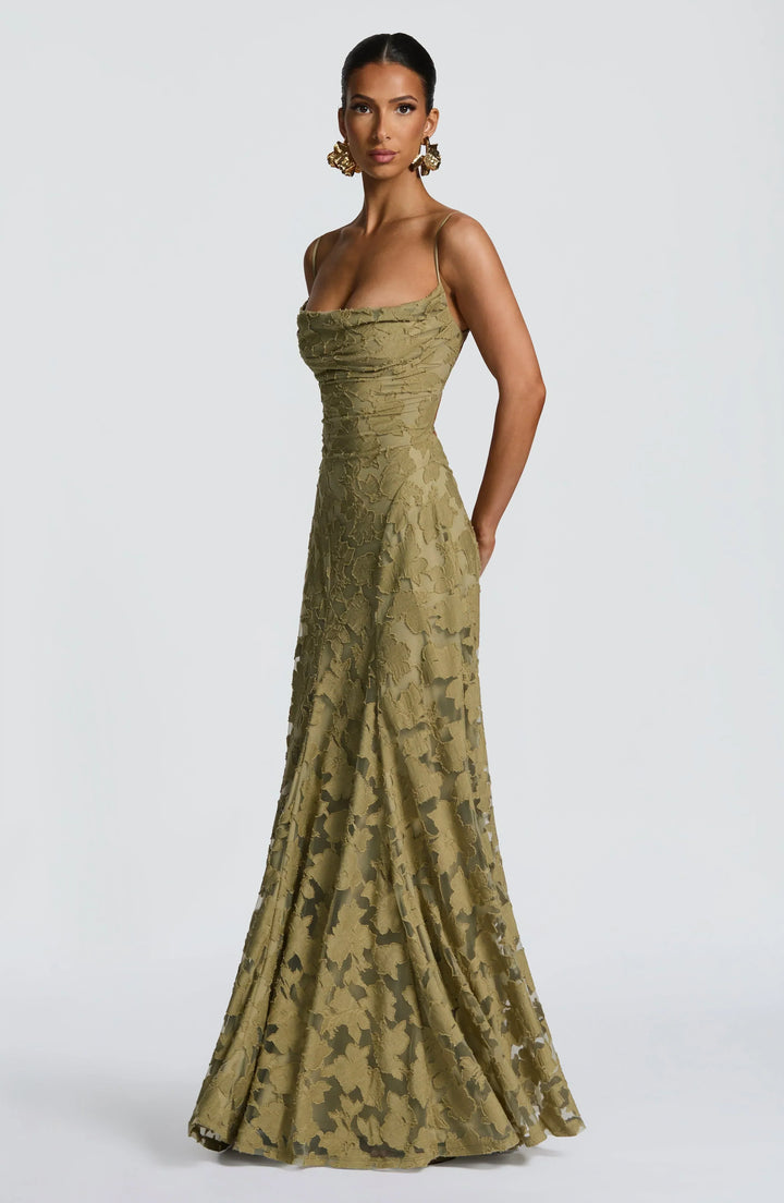 Clara - Elegant Strapless Floral Evening Gown